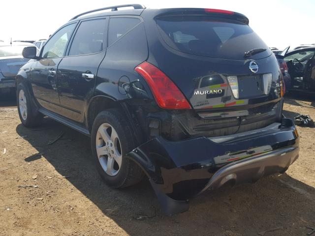 JN8AZ08W05W419669 - 2005 NISSAN MURANO SL BLACK photo 3