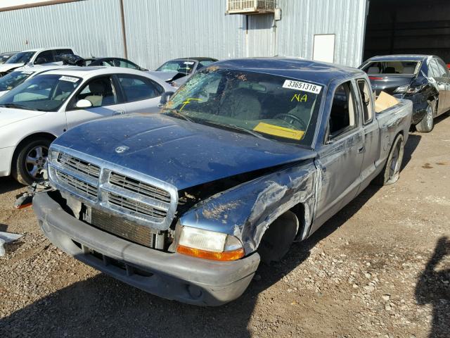 1D7GL12KX4S639724 - 2004 DODGE DAKOTA SXT BLUE photo 2