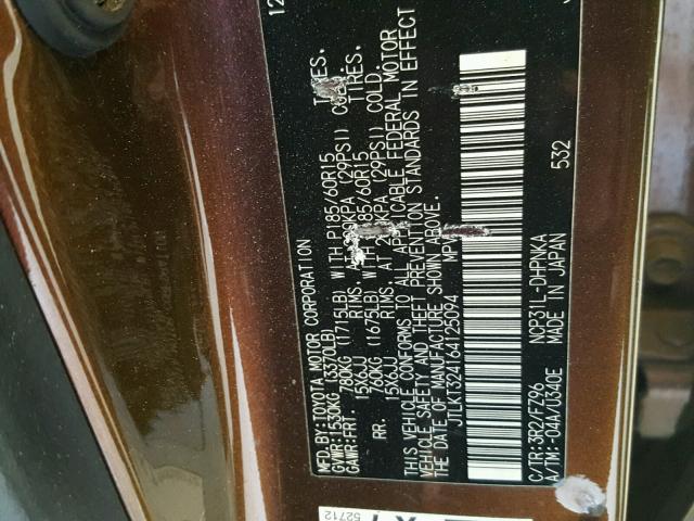 JTLKT324164125094 - 2006 TOYOTA SCION XB BROWN photo 10