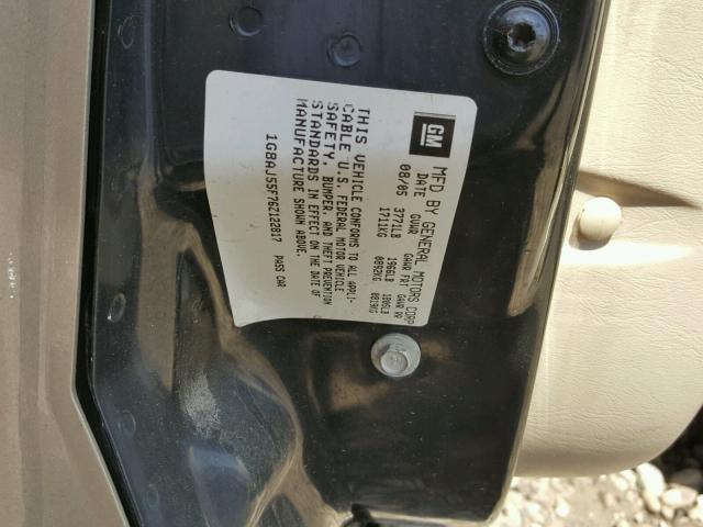 1G8AJ55F76Z122817 - 2006 SATURN ION LEVEL ოქროსფერი ფოტო 10