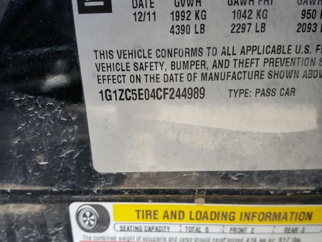 1G1ZC5E04CF244989 - 2012 CHEVROLET MALIBU 1LT 黑色 照片 10