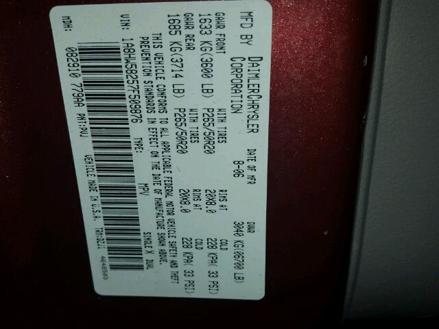 1A8HW58257F509876 - 2007 CHRYSLER ASPEN LIMI MAROON photo 10