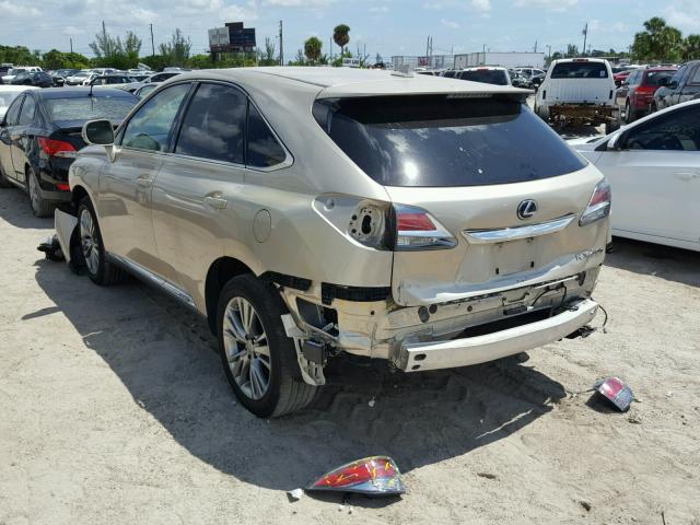 JTJZB1BA9D2007226 - 2013 LEXUS RX 450 GOLD photo 3