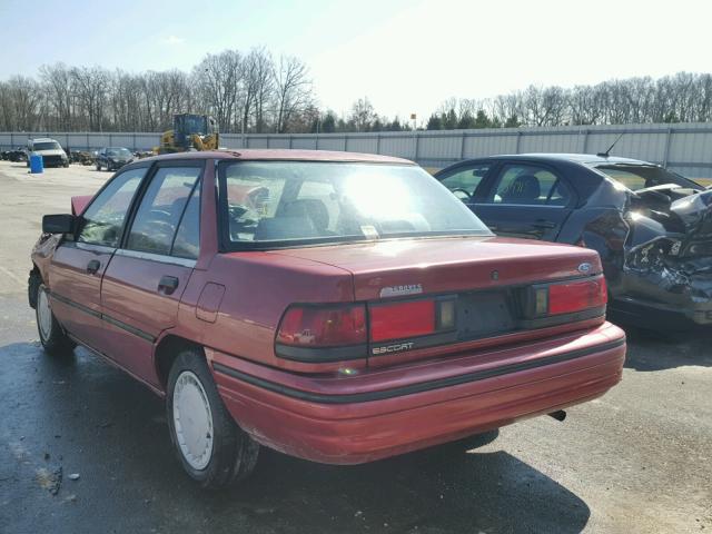 3FAPP13J3PR108357 - 1993 FORD ESCORT LX MAROON photo 3