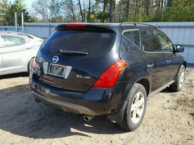 JN8AZ08W24W308734 - 2004 NISSAN MURANO SL BLACK photo 4