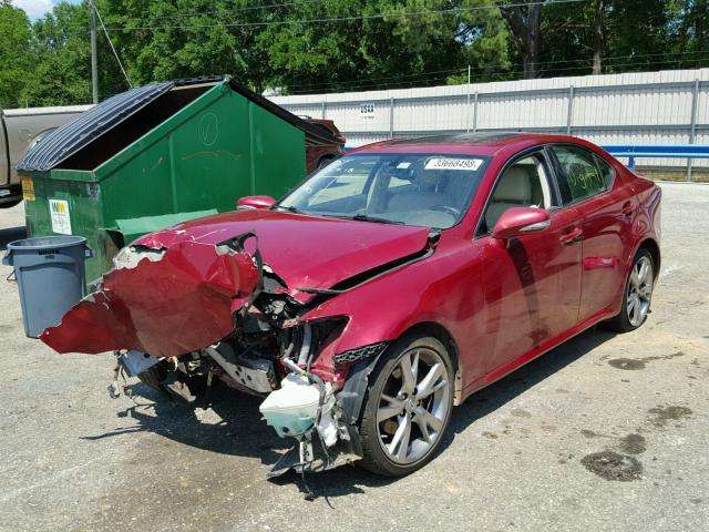 JTHBK262092091049 - 2009 LEXUS IS 250 RED photo 2