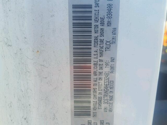 3C6TRVNG4HE532481 - 2017 RAM PROMASTER 白色 照片 10