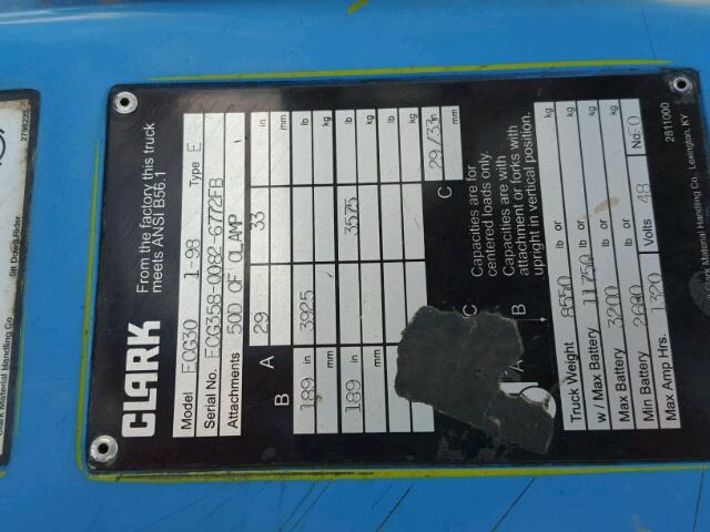 ECG35800826772FB - 1999 CLAR FORKLIFT BLUE photo 10