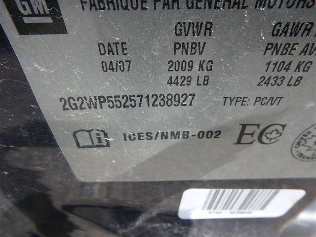 2G2WP552571238927 - 2007 PONTIAC GRAND PRIX BLUE photo 9