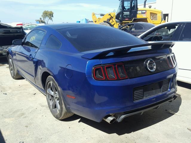 1ZVBP8CFXE5282383 - 2014 FORD MUSTANG GT BLUE photo 3