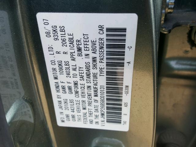 JHMCP26858C010131 - 2008 HONDA ACCORD EXL GREEN photo 10