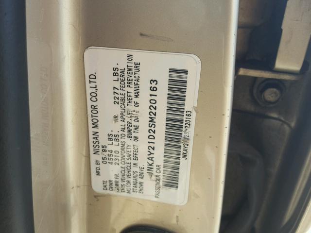 JNKAY21D2SM220163 - 1995 INFINITI J30 BEIGE photo 10