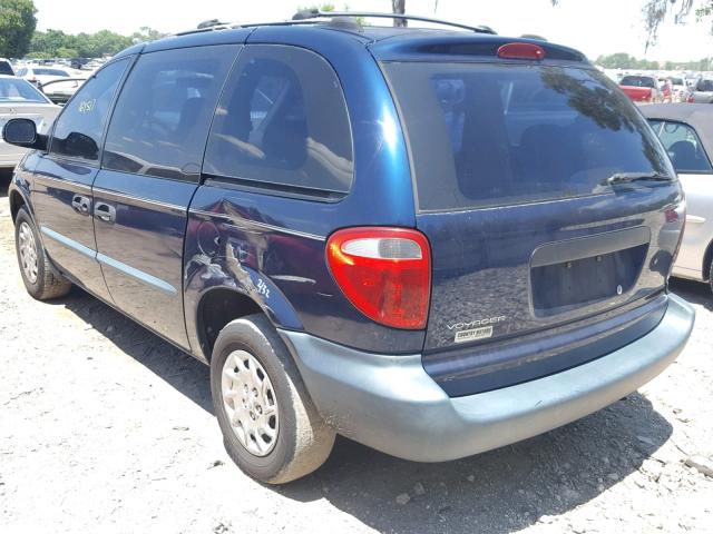 1C4GJ25361B187809 - 2001 CHRYSLER VOYAGER BLUE photo 3