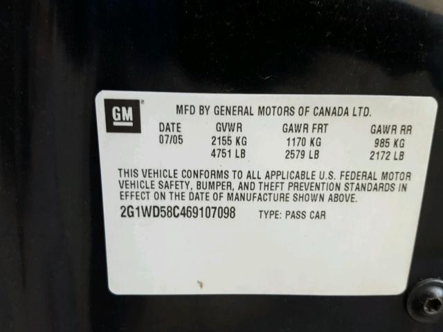 2G1WD58C469107098 - 2006 CHEVROLET IMPALA SUP BLACK photo 10