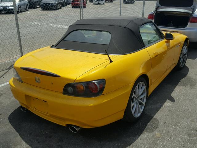 JHMAP21447S002148 - 2007 HONDA S2000 YELLOW photo 4