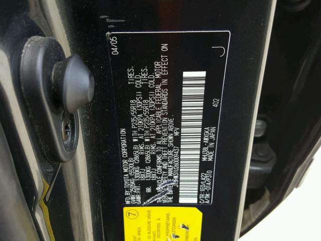 JTJHW31U260009437 - 2006 LEXUS RX 400 GRAY photo 10