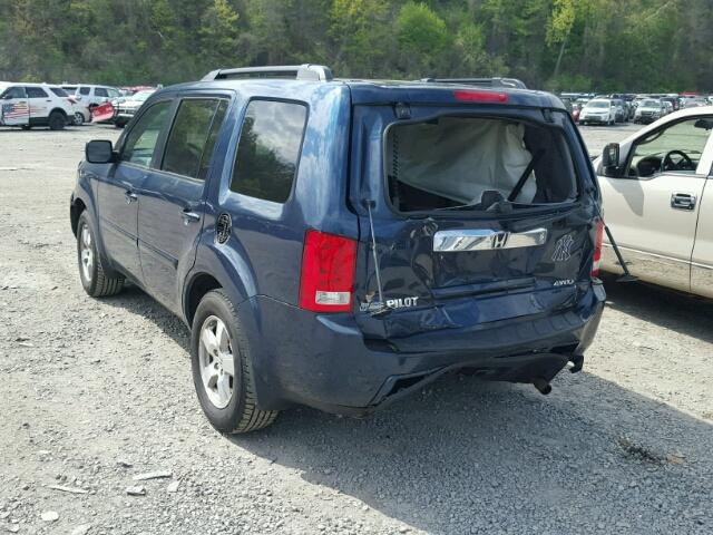 5FNYF4H58AB002431 - 2010 HONDA PILOT EXL BLUE photo 3