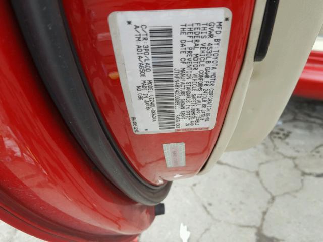 JTHFN48Y420008911 - 2002 LEXUS SC 430 RED photo 10