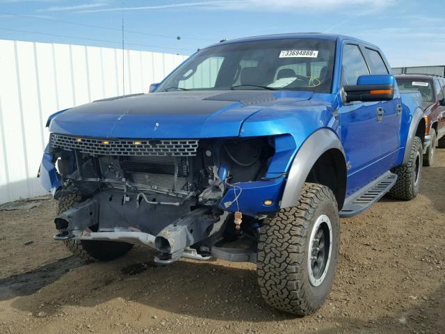 1FTFW1R63DFB30332 - 2013 FORD F150 SVT R BLUE photo 2