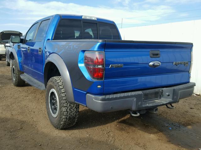 1FTFW1R63DFB30332 - 2013 FORD F150 SVT R BLUE photo 3