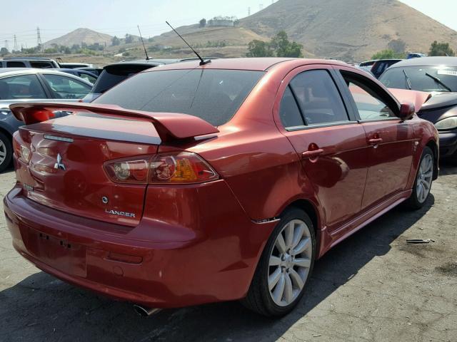 JA3AU86U48U025682 - 2008 MITSUBISHI LANCER GTS RED photo 4