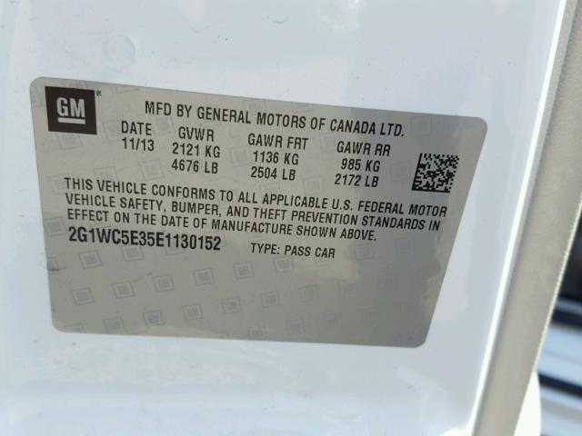 2G1WC5E35E1130152 - 2014 CHEVROLET IMPALA LIM WHITE photo 10