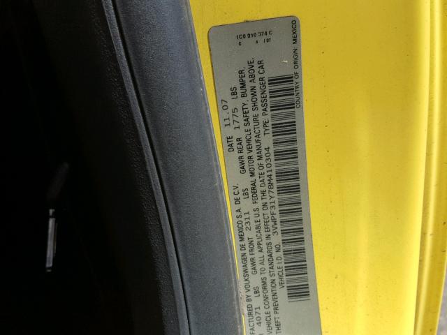 3VWPF31Y78M410304 - 2008 VOLKSWAGEN NEW BEETLE 黄色 照片 10