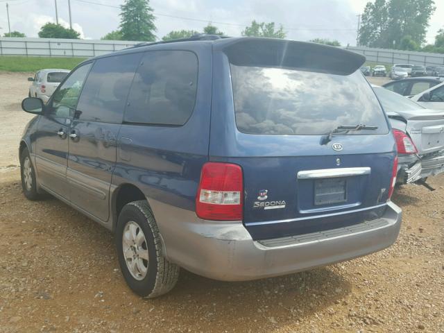 KNDUP132956703469 - 2005 KIA SEDONA EX BLUE photo 3