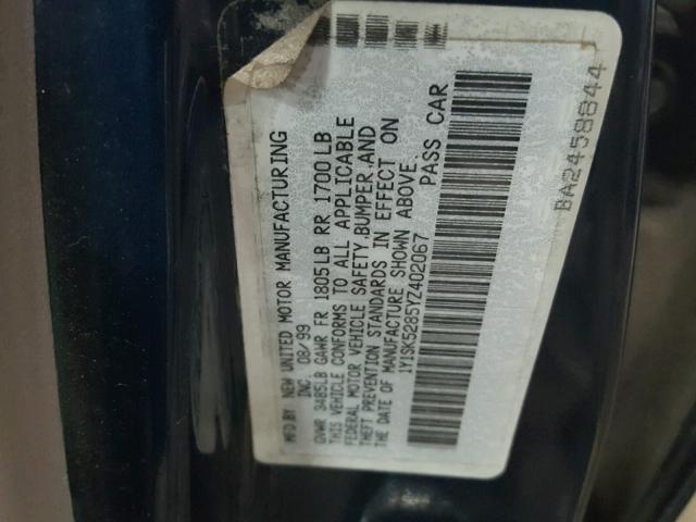 1Y1SK5285YZ402067 - 2000 CHEVROLET GEO PRIZM 蓝色 照片 10