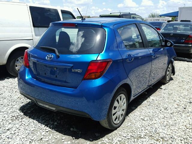 VNKKTUD34FA039213 - 2015 TOYOTA YARIS BLUE photo 4