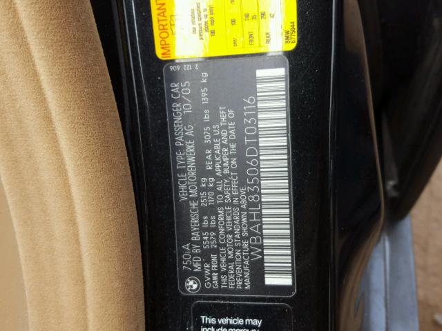 WBAHL83506DT03116 - 2006 BMW 750 I BLACK photo 10