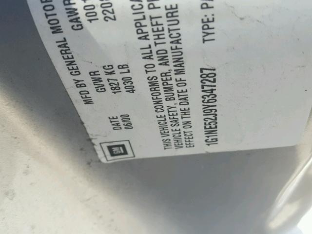 1G1NE52J9Y6347287 - 2000 CHEVROLET MALIBU LS 银色 照片 10