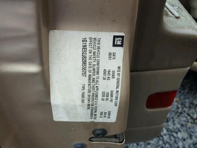 1G1NE52J82M536757 - 2002 CHEVROLET MALIBU LS GOLD photo 10