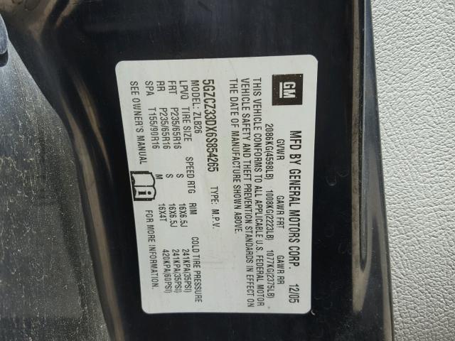 5GZCZ33DX6S854265 - 2006 SATURN VUE BLACK photo 10