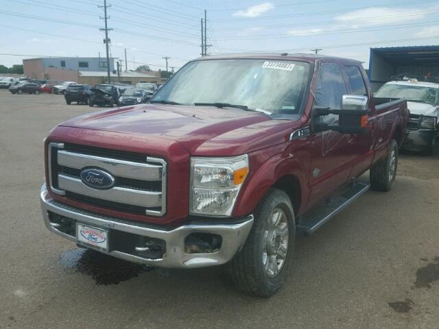1FT8W3BT3FEC13515 - 2015 FORD F350 RED photo 2