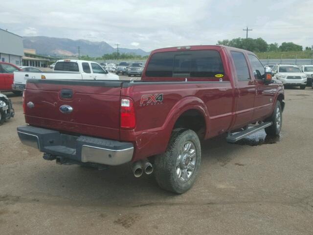 1FT8W3BT3FEC13515 - 2015 FORD F350 RED photo 4