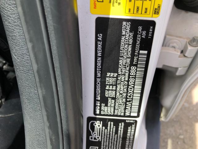 WBAVL1C5XDVR81888 - 2013 BMW X1 XDRIVE2 Ақ фото 10