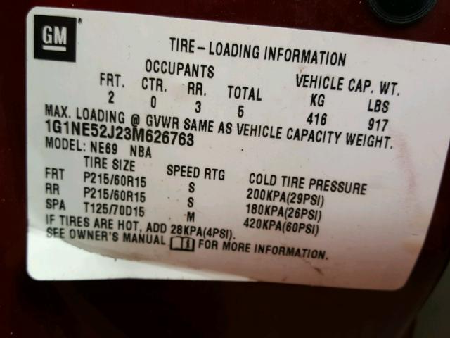 1G1NE52J23M626763 - 2003 CHEVROLET MALIBU LS 红色 照片 10