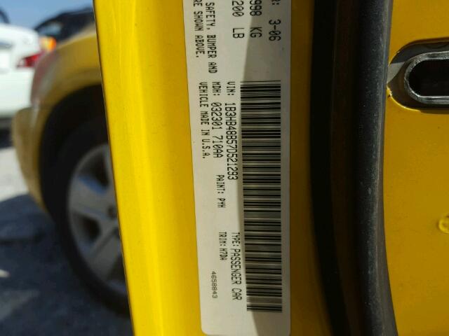 1B3HB48B57D521293 - 2007 DODGE CALIBER SX YELLOW photo 10