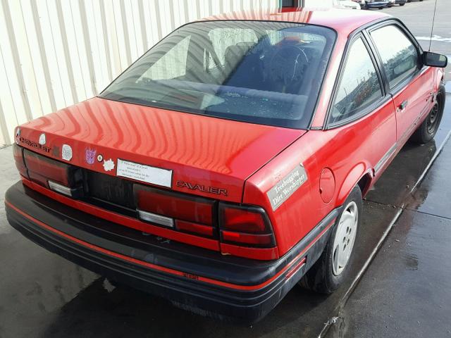 1G1JC14T1P7297246 - 1993 CHEVROLET CAVALIER R RED photo 4