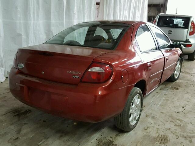 1B3ES56C05D250452 - 2005 DODGE NEON RED photo 4