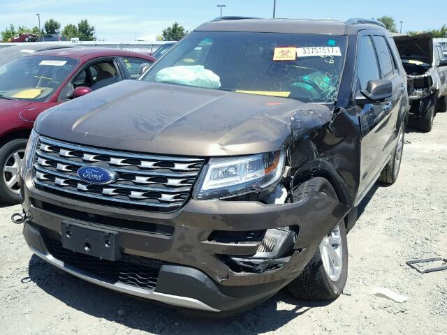 1FM5K8F88GGC89394 - 2016 FORD EXPLORER L BROWN photo 2