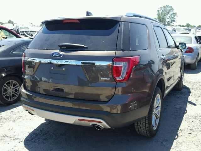 1FM5K8F88GGC89394 - 2016 FORD EXPLORER L BROWN photo 4