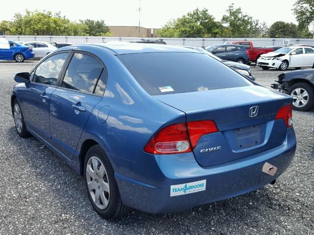 1HGFA16528L079635 - 2008 HONDA CIVIC LX BLUE photo 3