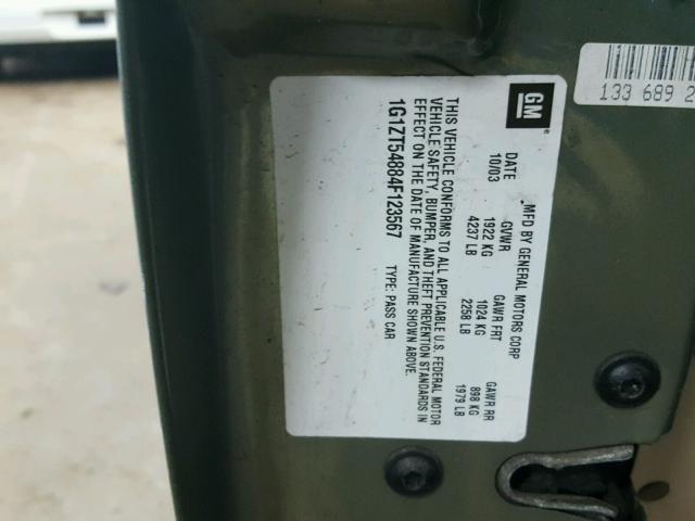 1G1ZT54884F123567 - 2004 CHEVROLET MALIBU LS 绿色 照片 10