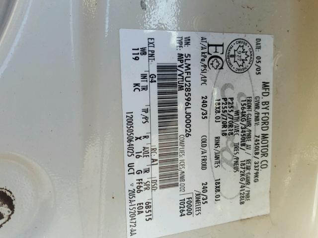 5LMFU28596LJ00026 - 2006 LINCOLN NAVIGATOR BEIGE photo 10