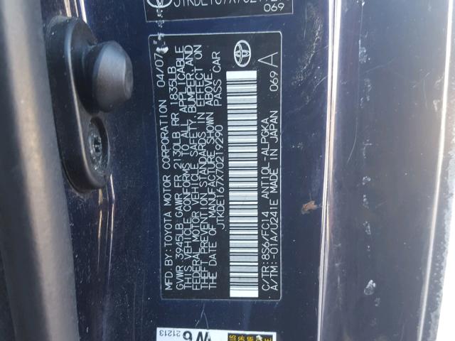 JTKDE167X70219290 - 2007 TOYOTA SCION TC 蓝色 照片 10