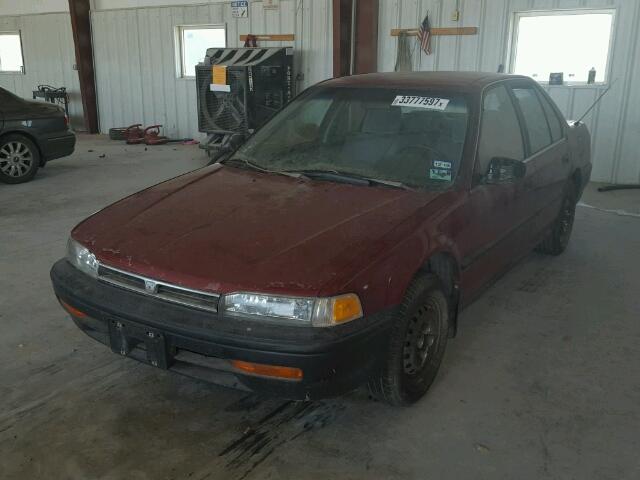 JHMCB7543NC003586 - 1992 HONDA ACCORD DX MAROON photo 2