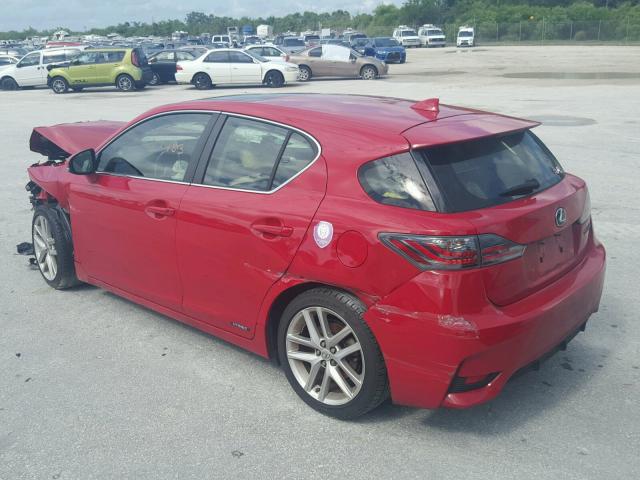 JTHKD5BH6F2232319 - 2015 LEXUS CT 200 RED photo 3