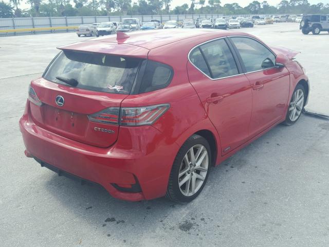 JTHKD5BH6F2232319 - 2015 LEXUS CT 200 RED photo 4